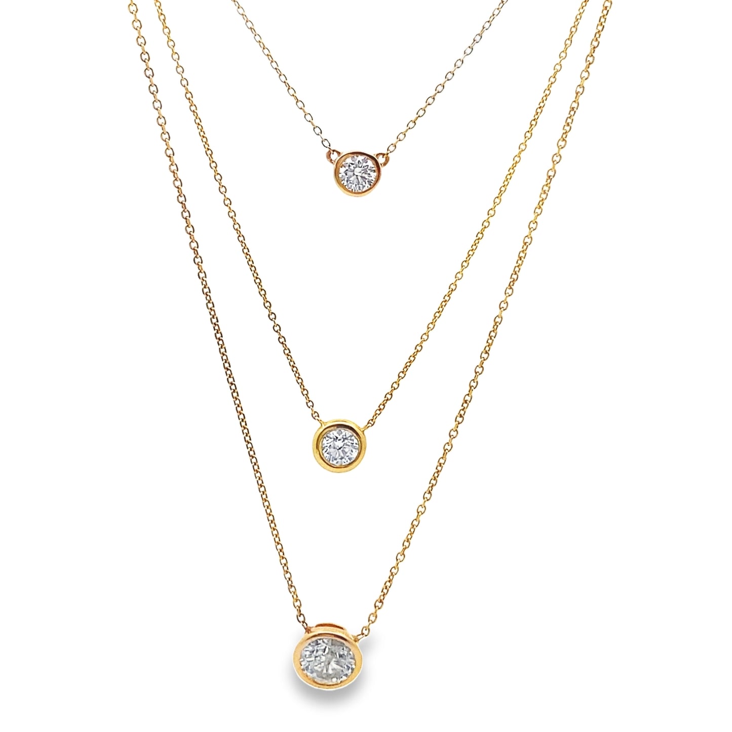 Bezel Set Round Brilliant-Cut Diamond Pendant in 14K Yellow Gold