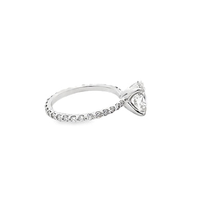 Oval-Cut Diamond Engagement Ring Micro-Pave Side Stones in 14K White Gold
