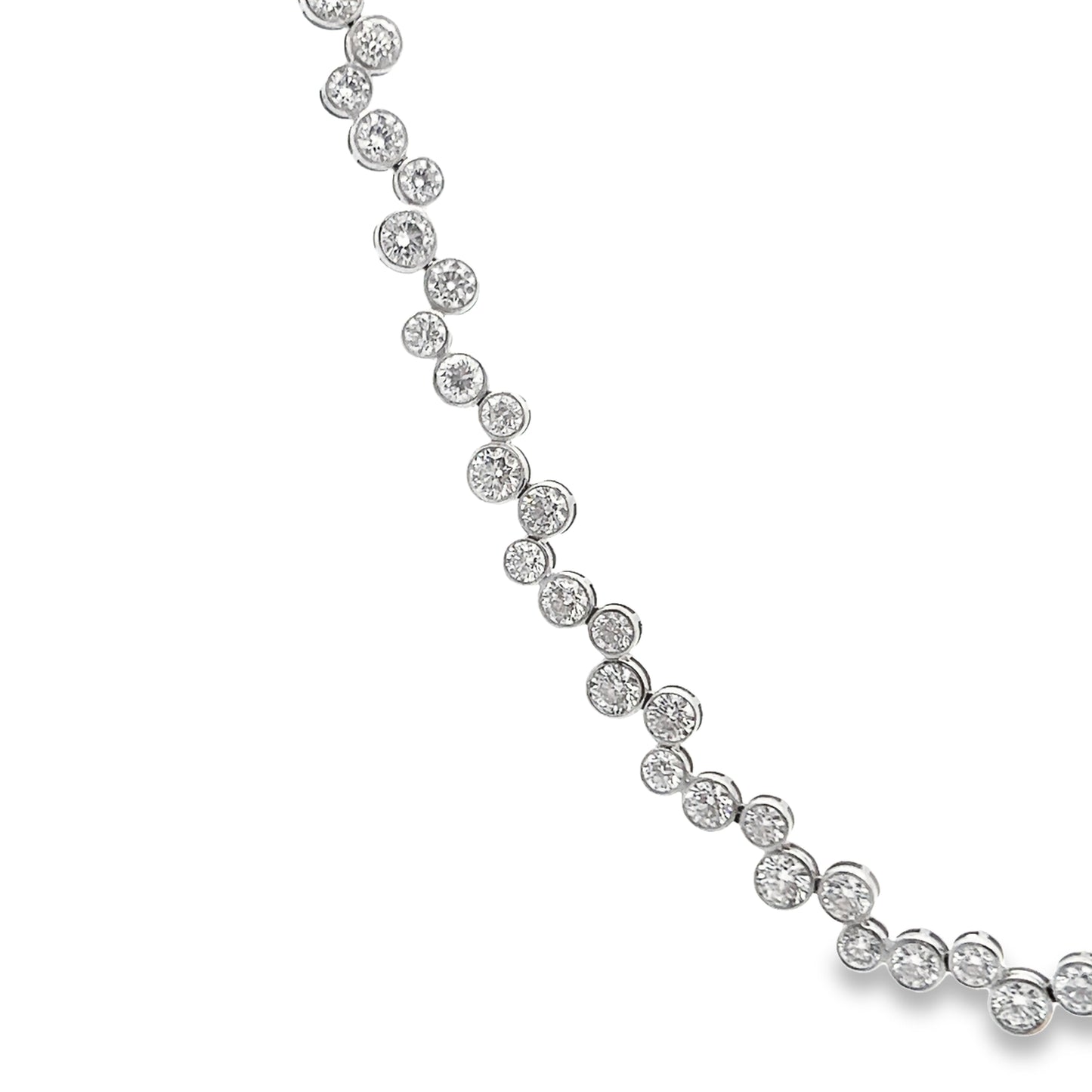 Bezel-Set Bubble Diamond Necklace in 14K White Gold