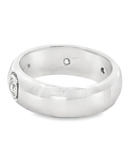 Round-Cut Bezel Diamond Men's Wedding Ring in 14K White Gold