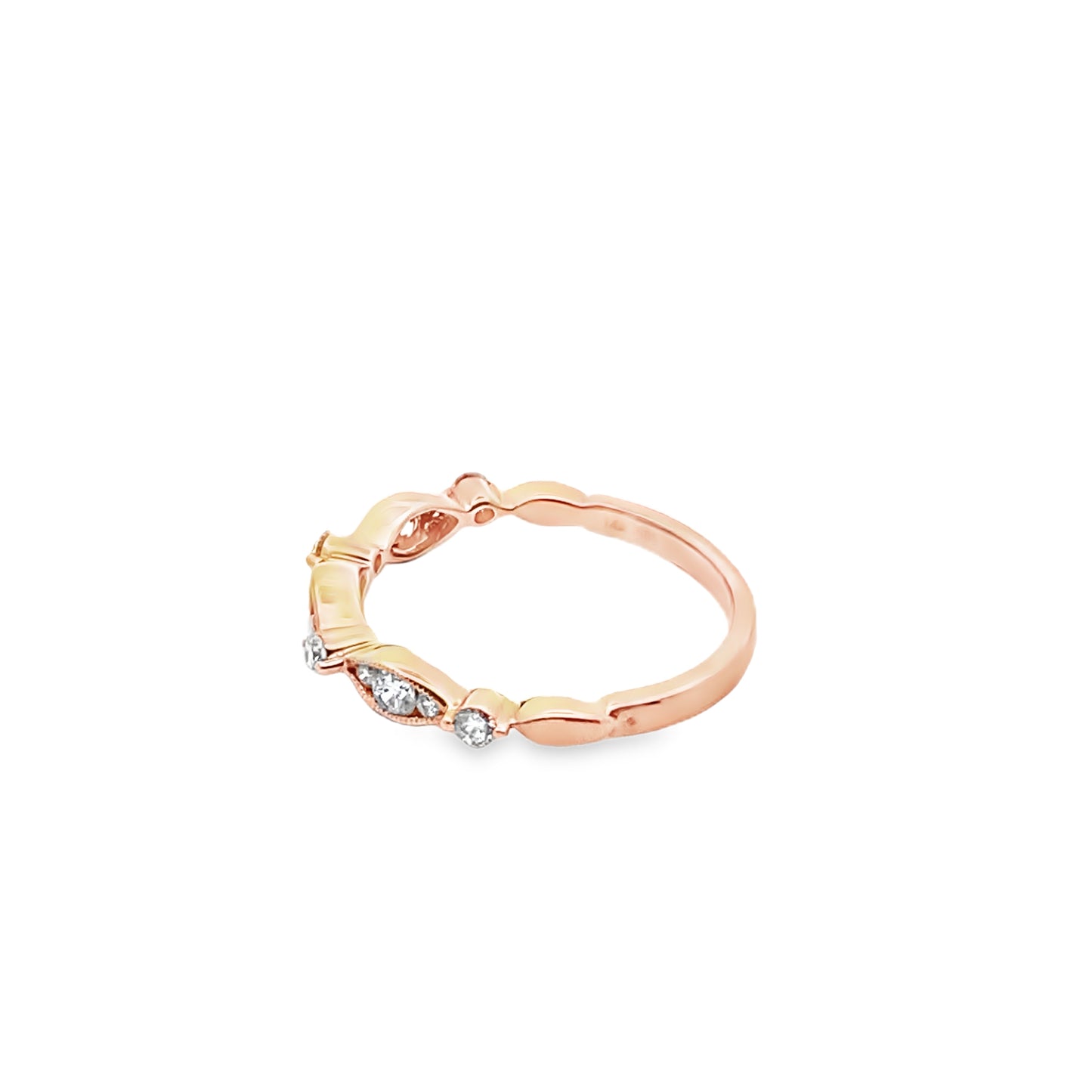 Diamond Vintage Marquise Shaped Halfway Band in 14K Gold