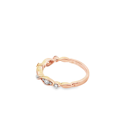 Diamond Vintage Marquise Shaped Halfway Band in 14K Gold