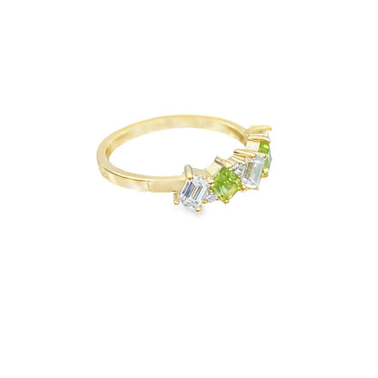 Peridot and Diamond Ring in 14K Yellow Gold