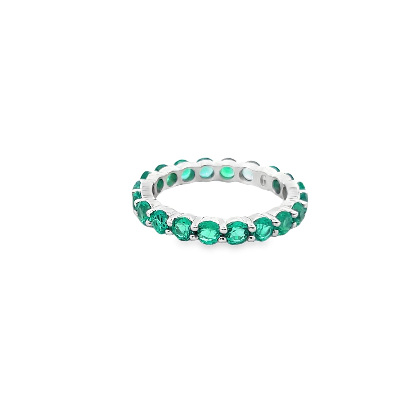 Emerald Stone Eternity Band in 14K White Gold