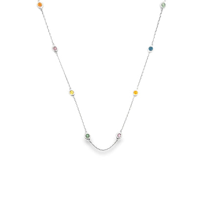 Birthstone Stationary Necklace in 14K White Gold