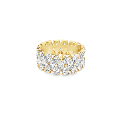 Pear and Marquise-Cut Diamond Double Row Eternity Band in 14K Yellow Gold