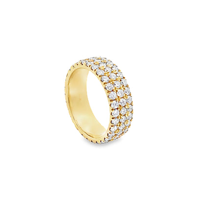 Three Row Round Brilliant-Cut Diamond Eternity Ring in 14K Yellow Gold