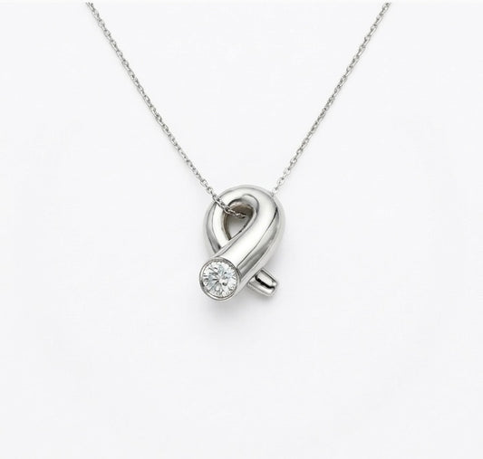 Diamond Knot Pendant in 14K White Gold