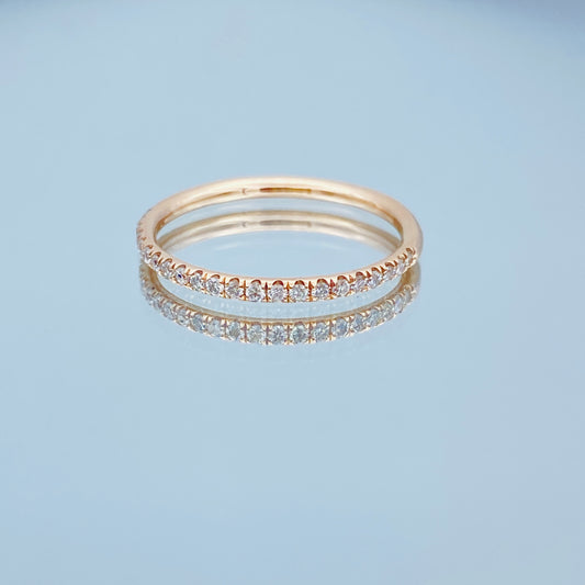 Halfway Diamond Band in 14K Rose Gold - L and L Jewelry