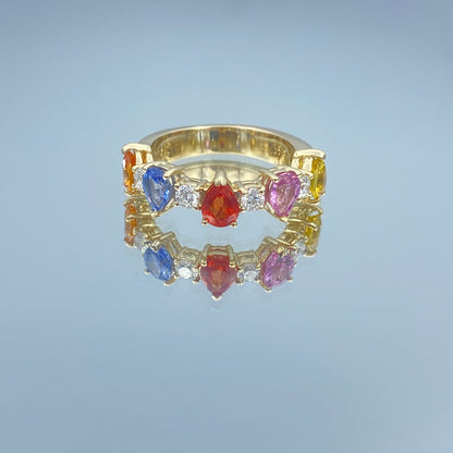 Multicolored Gemstone Ring in 14K Yellow Gold