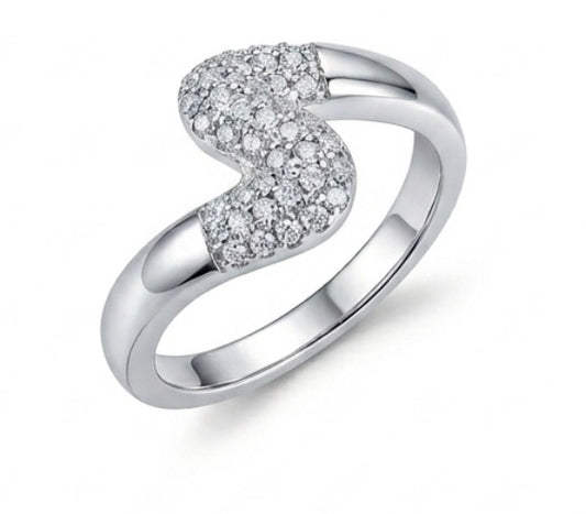 Swirl Diamond Statement Ring in 14K White Gold