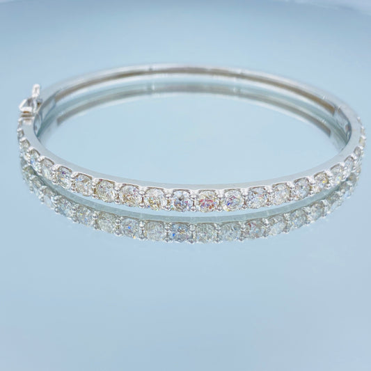 Diamond Bangle Bracelet Halfway in 14K White Gold - L and L Jewelry