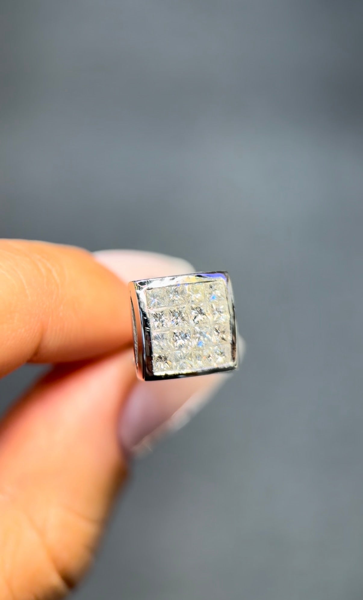 Princess Cut Invisible Set Diamond Earrings