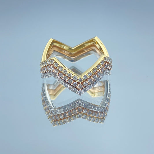 Zig Zag Stackable Diamond Rings in 14K Gold