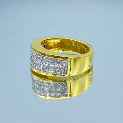 Invisible Setting Princess-Cut Diamond Ring in 18K Yellow  gold - L and L Jewelry