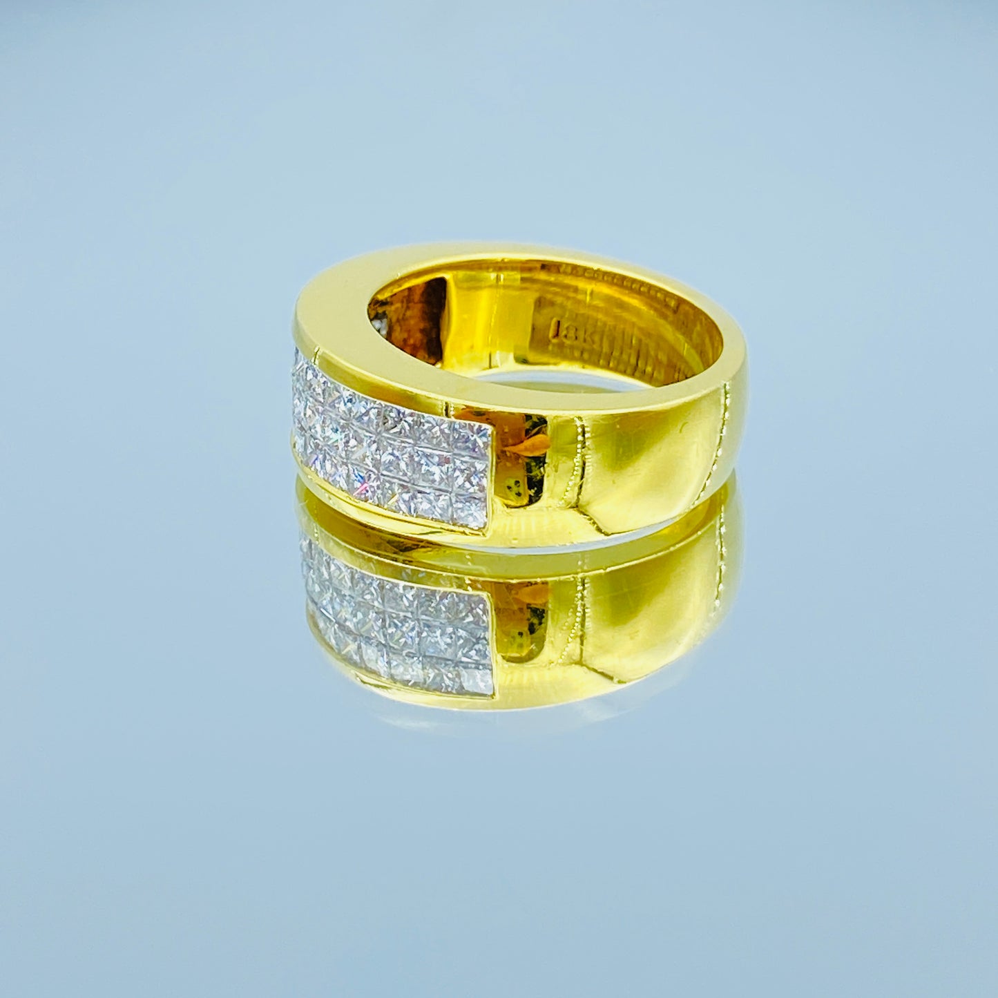 Invisible Setting Princess-Cut Diamond Ring in 18K Yellow  gold - L and L Jewelry