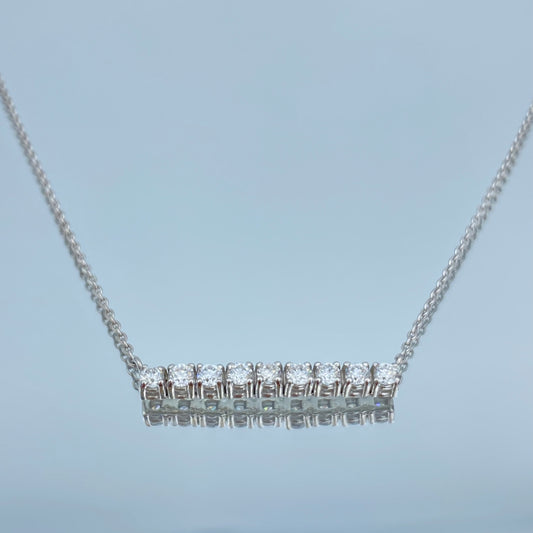 Diamond Bar Necklace in 14K White Gold - L and L Jewelry