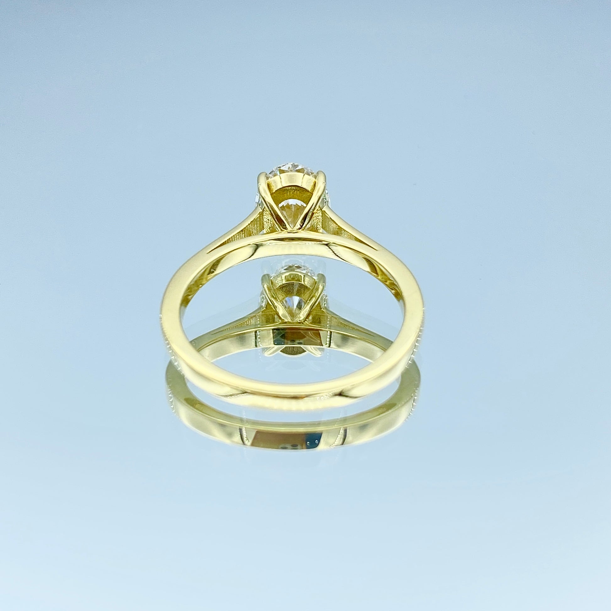 Solitaire Oval-Cut Diamond Engagement Ring in 18K Yellow Gold - L and L Jewelry