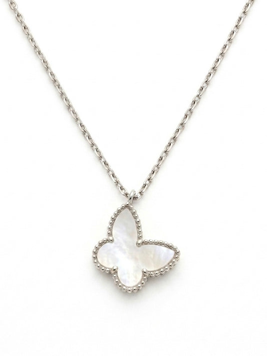 Mother of Pearl Butterfly Pendant in 18K White Gold