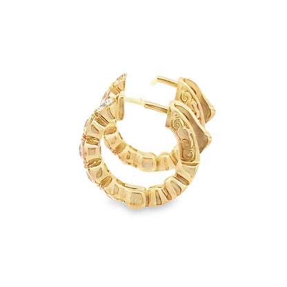 LKS Floating Diamond Hoop Earrings in 14K Yellow Gold