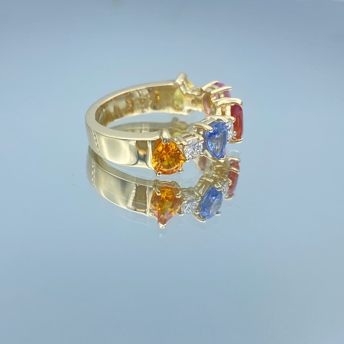 Multicolored Gemstone Ring in 14K Yellow Gold