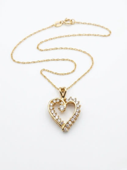 Diamond Heart Pendant in 14K Yellow Gold