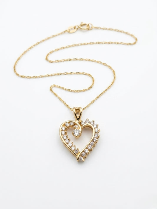 Diamond Heart Pendant in 14K Yellow Gold