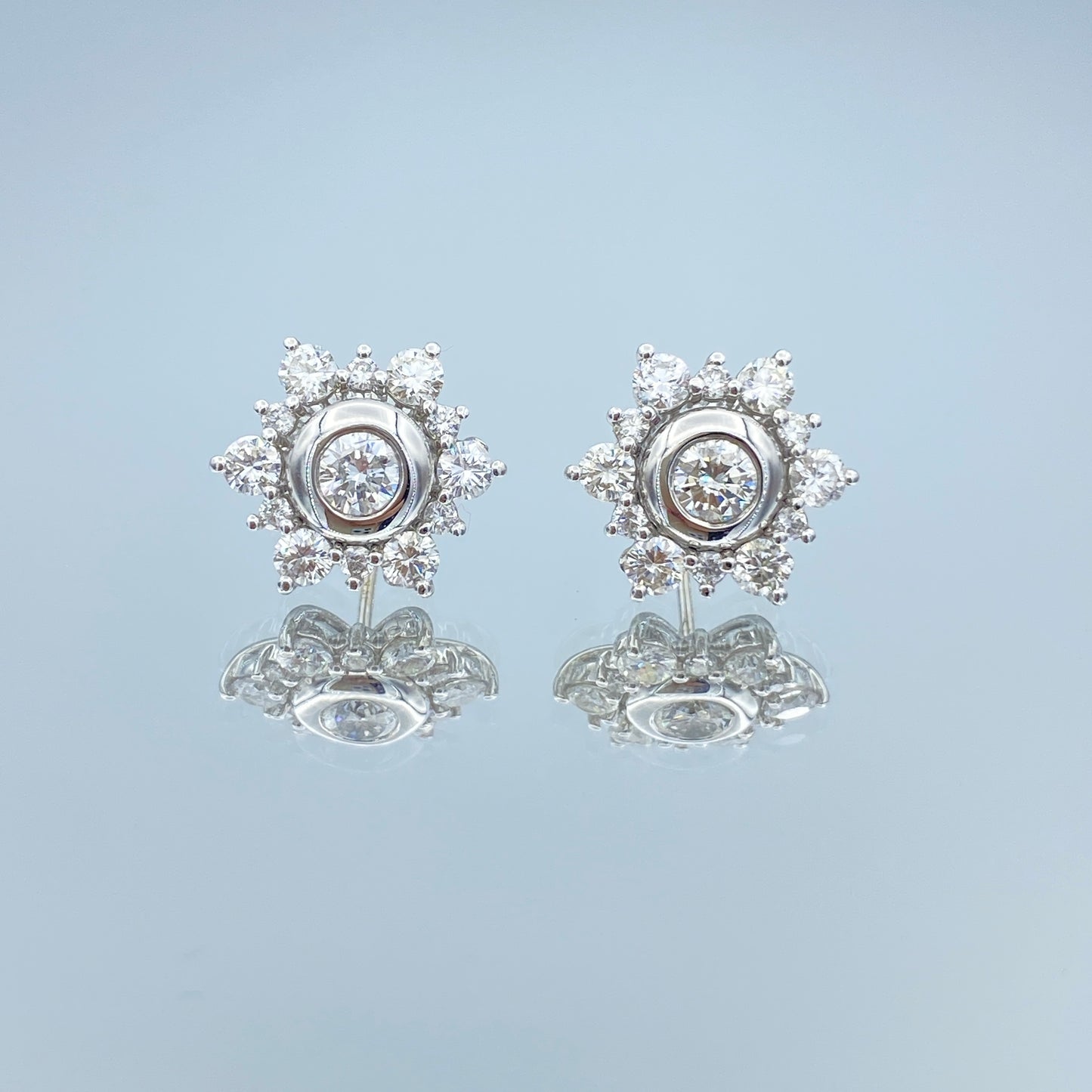 Floral Halo Jacket Diamond Stud Earrings