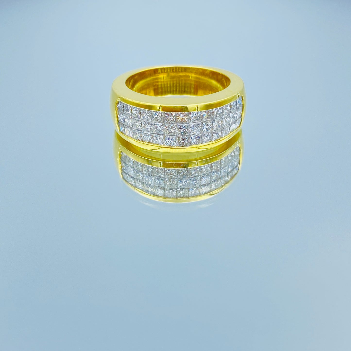 Invisible Setting Princess-Cut Diamond Ring in 18K Yellow  gold - L and L Jewelry