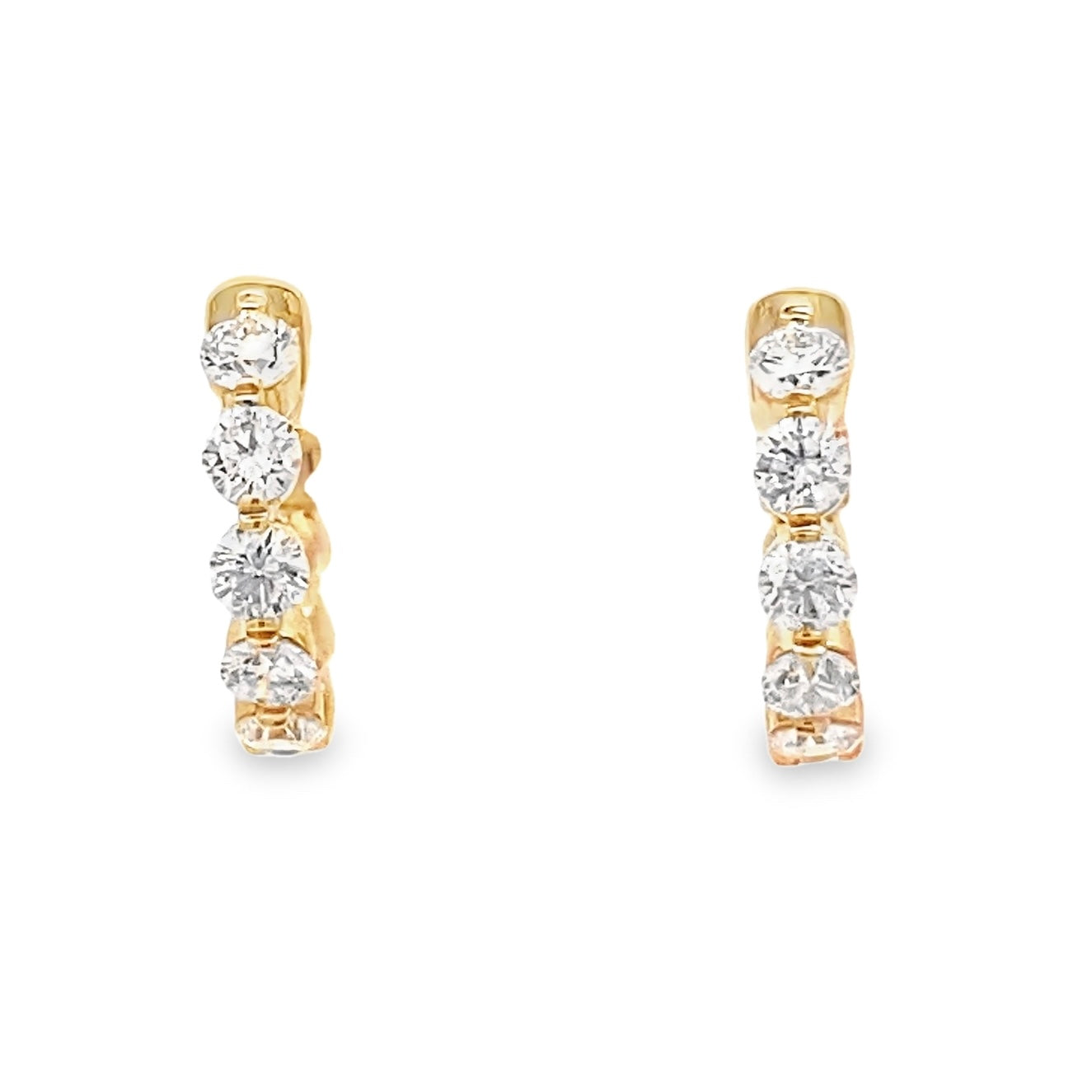 LKS Floating Diamond Hoop Earrings in 14K Yellow Gold