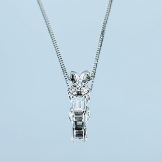 Baguette-Cut Diamond Pendant Necklace  in 14K White Gold - L and L Jewelry