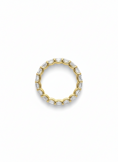 East West Emerald Cut Eternity Wedding Band in 14K Gold