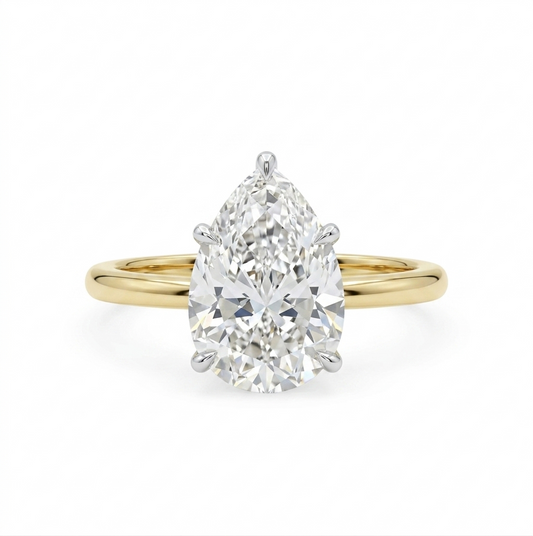 Pear-Cut Diamond Solitaire Engagement Ring in 14K Yellow Gold