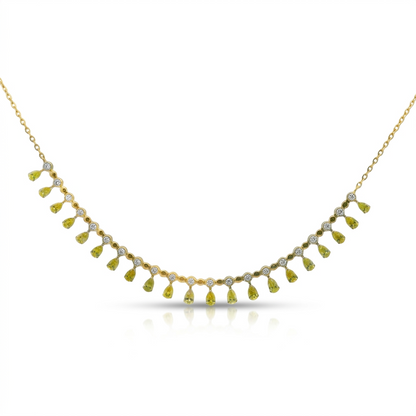 Pear Cut Yellow Diamond Necklace in 14K Yellow Gold