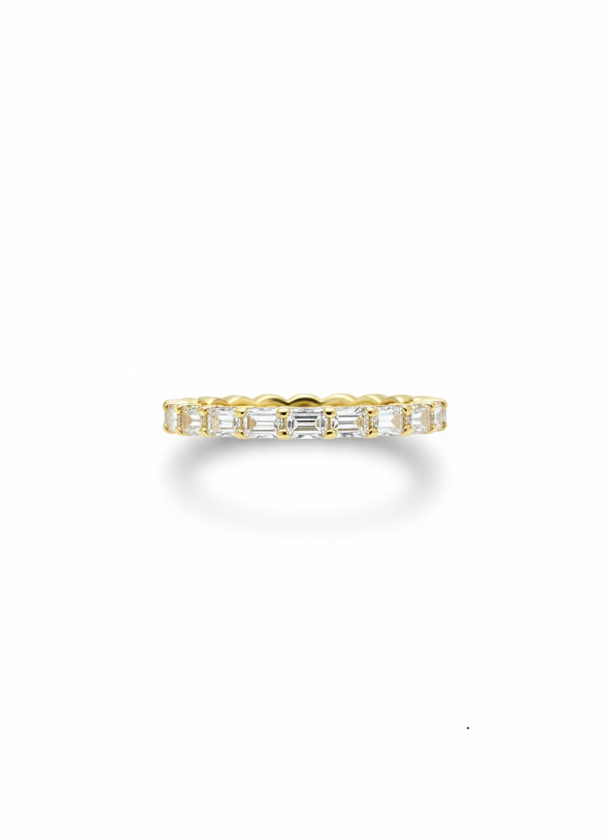 East West Emerald Cut Eternity Wedding Band in 14K Gold