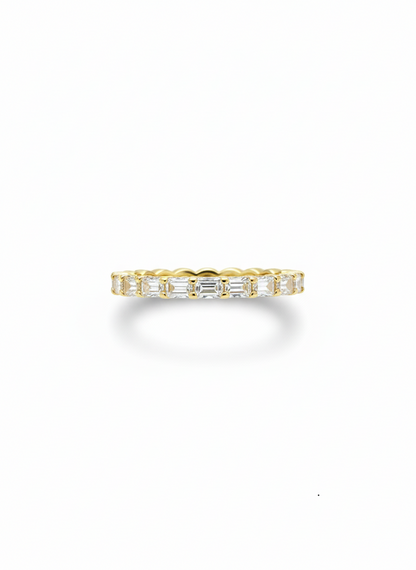 East West Emerald Cut Eternity Wedding Band in 14K Gold