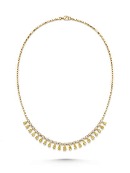 Pear Cut Yellow Diamond Necklace in 14K Yellow Gold