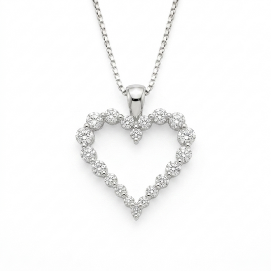 Diamond Heart Pendant in 14K White Gold