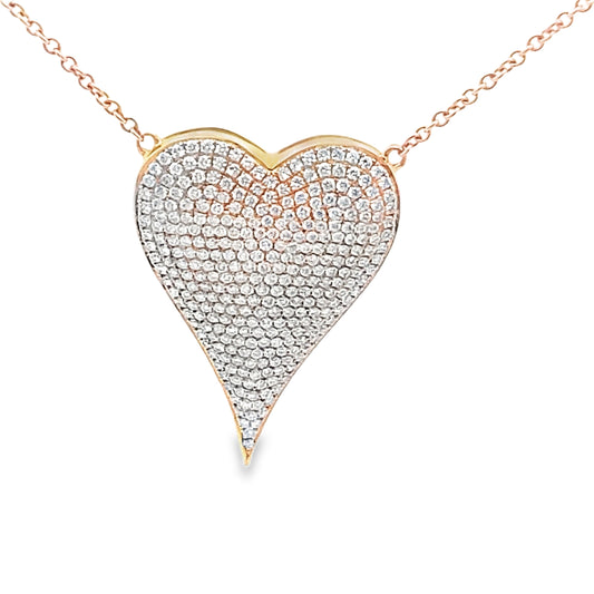 18K Gold and Diamond Heart Pendant Necklace