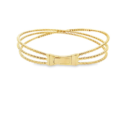 Diamond Tri Bangle Flexible Bracelet in 14K Gold