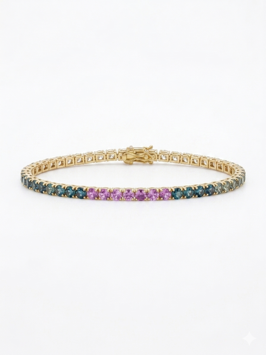 Rainbow Multi Color Sapphire Tennis Bracelet