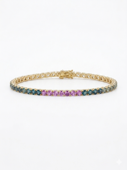 Rainbow Multi Color Sapphire Tennis Bracelet