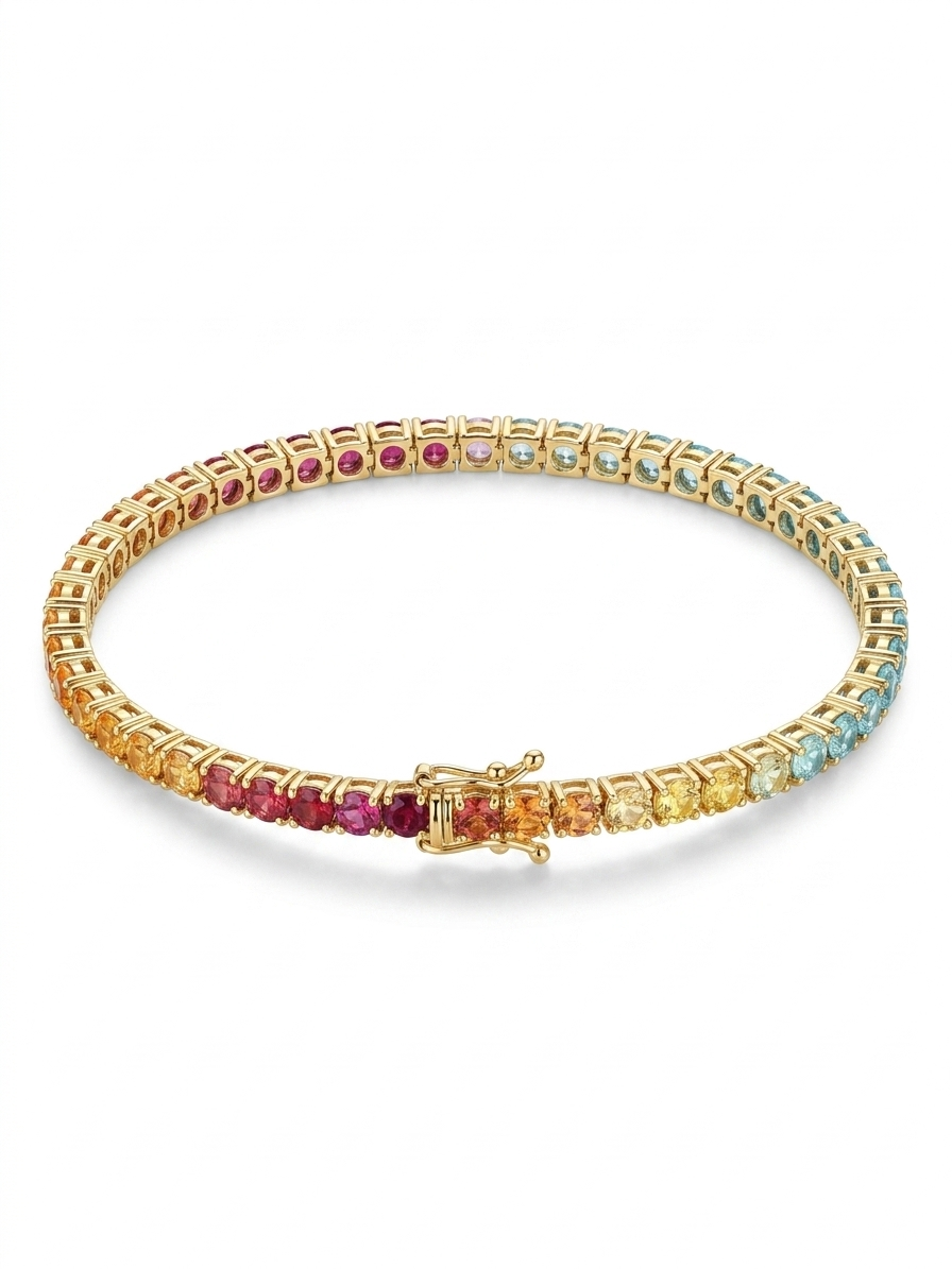 Rainbow Multi Color Sapphire Tennis Bracelet