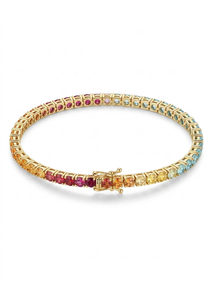 Rainbow Multi Color Sapphire Tennis Bracelet