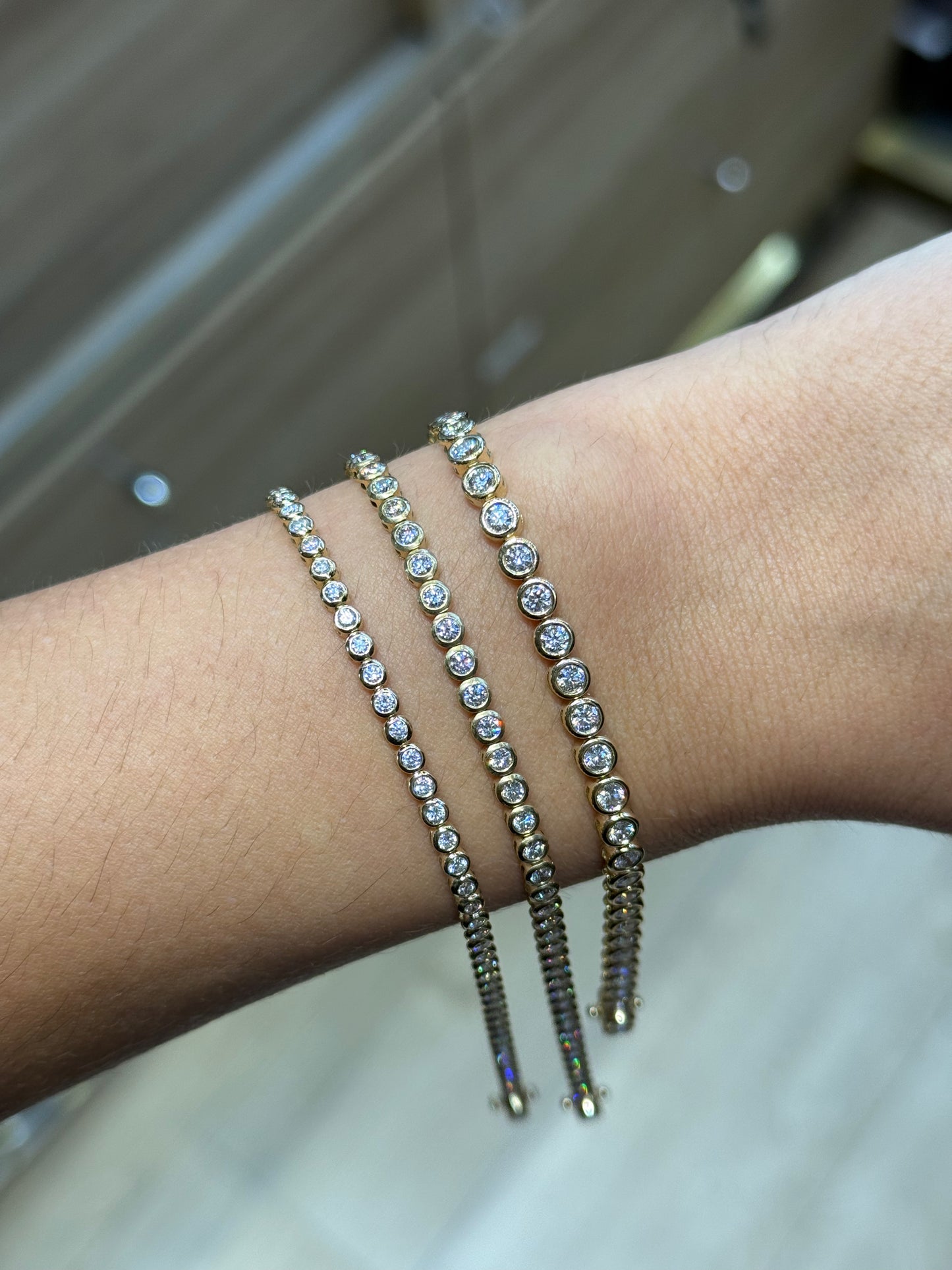 Bezel Set Round Diamond Tennis Bracelet