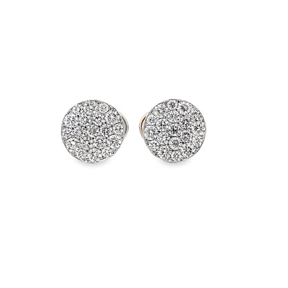 Diamond Cluster Pave Stud Earrings in 14K White Gold