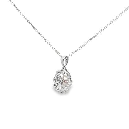 Pearl and Diamond White Gold Pendant Necklace