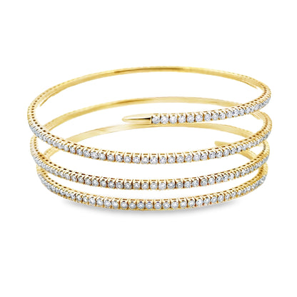 Diamond Spiral Bracelet in 14K Yellow Gold