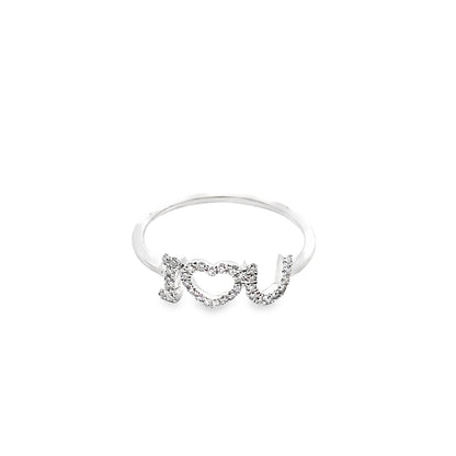 Diamond “I love you” Ring in 14K White Gold