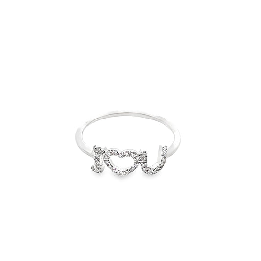 Diamond “I love you” Ring in 14K White Gold